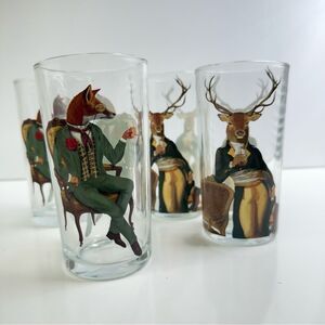 PaperProducts Design drinkware set 12.5 Oz drinking glasses Buck Fox whimsical